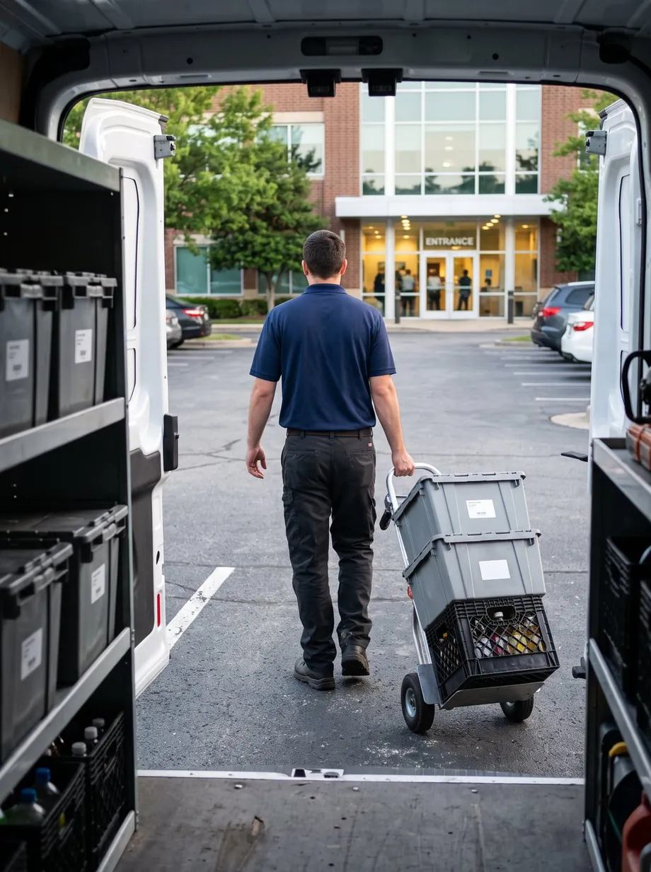 Restock van loaded with boxes